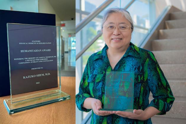 Dr. Kazuko Shem holding award